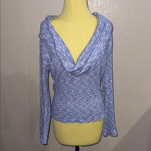 ALO Yoga Heathered Blue Cowl Neck Top